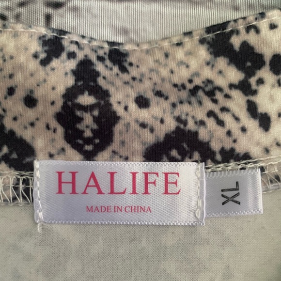 Halife Snakeskin Print V Neck Tunic Blouse Size XL - Picture 3 of 9